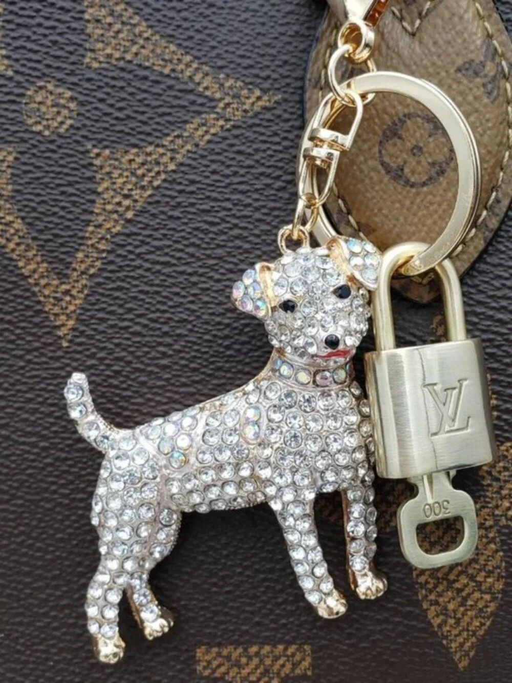 Authentic Louis Vuitton Gold Padlock 🔒 Shiny LV Key + Unbranded Dog Bag Charm